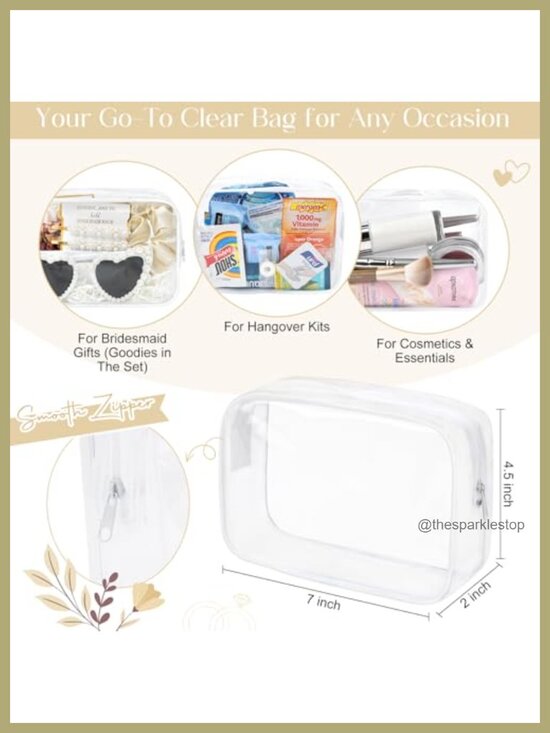 Pearl Gift Set Bridesmaid Proposal Bag Clear Makeup Toiletry Bag with Claw Clips main image 4